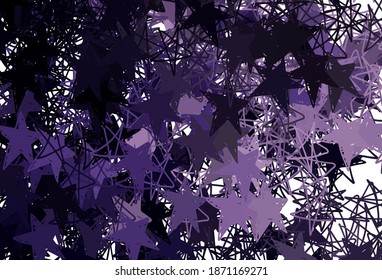 Dark Purple vector pattern with christmas stars. Decorative shining illustration with stars on abstract template. Best design for your ad, poster, banner.