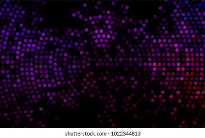 Dark Purple vector pattern with colored spheres. Geometric sample of repeating circles on white background in halftone style.