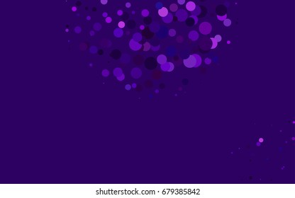 Dark Purple vector pattern with colored spheres. Geometric sample of repeating circles on white background in halftone style.