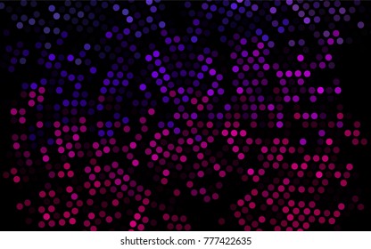 Dark Purple vector pattern with colored spheres. Geometric sample of repeating circles on white background in halftone style.