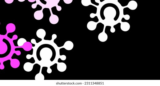 Dark purple vector pattern with coronavirus elements. Smart illustration with covid signs in decorative style. Wallpaper for health protection.