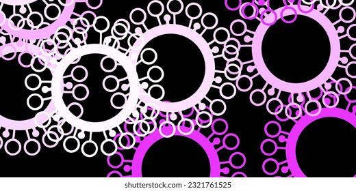 Dark purple vector pattern with coronavirus elements. Colorful abstract illustration with gradient medical shapes. Design for biohazard warning.