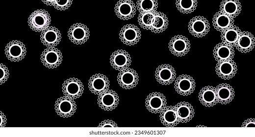 Dark purple vector pattern with coronavirus elements. Smart illustration with covid signs in decorative style. Simple design against epidemic information.