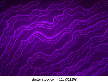 Dark Purple vector pattern with curved circles. Colorful abstract illustration with gradient lines. The template for cell phone backgrounds.