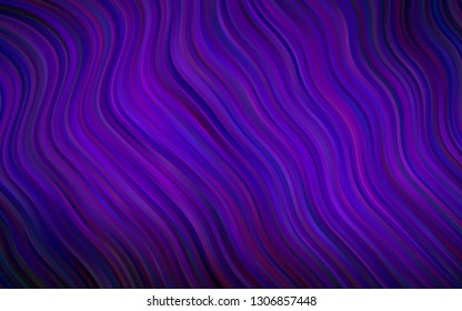 Dark Purple vector pattern with curved circles. Modern gradient abstract illustration with bandy lines. Marble style for your business design.