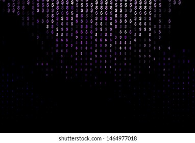 Dark Purple vector pattern with dollar, USD, usa. Modern abstract illustration with symbols of money. Template for ads of markets, loans.