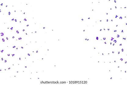 Dark Purple vector pattern with Euro, Dollar, Yen. Modern abstract illustration with symbols of money. The pattern can be used as ads, poster, banner for payments.