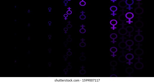 Dark Purple vector pattern with feminism elements. Colorful illustration with gradient feminism shapes. Background for International Women’s Day.