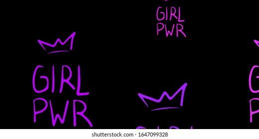 Dark Purple vector pattern with feminism elements. Illustration with signs of women's strength and power. Simple design for your web site.