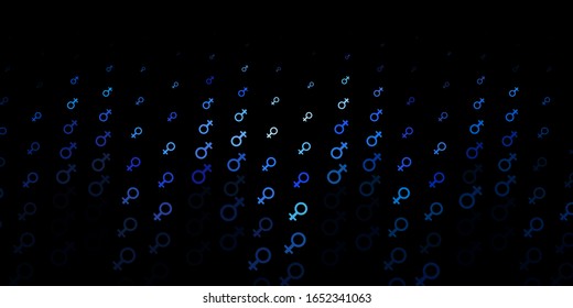 Dark Purple vector pattern with feminism elements. Colorful feminism symbols with a gradient in modern style. Background for International Women’s Day.