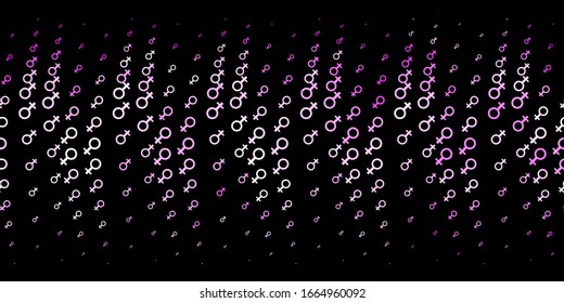 Dark Purple vector pattern with feminism elements. Colorful feminism symbols with a gradient in modern style. Simple design for your web site.