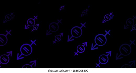 Dark Purple vector pattern with feminism elements. Simple design in abstract style with women’s rights activism. Elegant design for wallpapers.