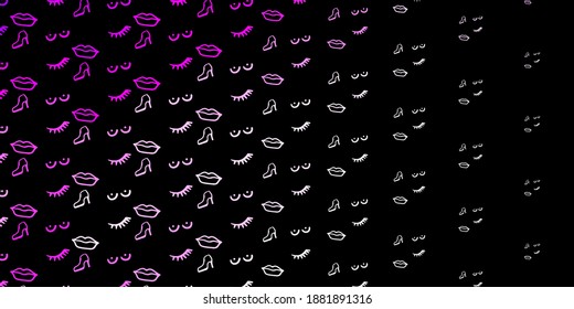 Patrón vector púrpura oscuro con elementos feministas. Símbolos feministas coloridos con un gradiente en estilo moderno. Diseño elegante para tapices.