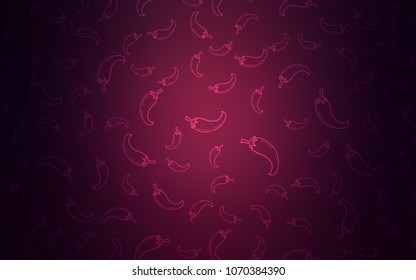 Dark Purple vector pattern with fresh peppers. Decorative shining illustration with peppers on abstract template. Pattern for menu of cafes, bars, restaurants.