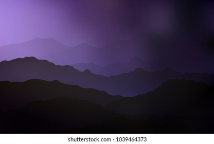 Dark Purple vector pattern with lines, ovals. Shining crooked illustration in mountain style. Mountain design for your web site.
