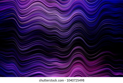 Dark Purple vector pattern with lines, ovals. Glitter abstract illustration with wry lines. A completely new template for your business design.