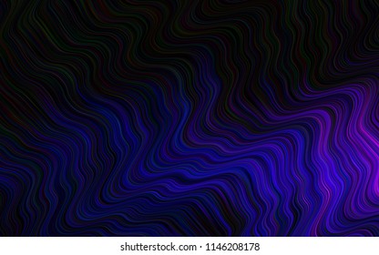 Dark Purple vector pattern with lines, ovals. An elegant bright illustration with gradient. The template for cell phone backgrounds.