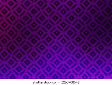 Dark Purple vector pattern with lines, rectangles. Colorful illustration with lines, cubes on abstract template. Pattern for ads, posters, banners.