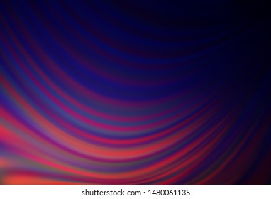 Dark Purple vector pattern with lines, ovals. Blurred geometric sample with gradient bubbles.  A completely new template for your business design.
