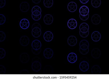 Dark Purple vector pattern with magic elements. Illustration with magical signs of spiritual power. Best design halloween events.