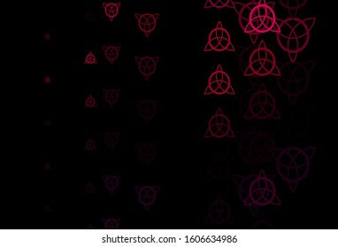 Dark Purple vector pattern with magic elements. Colorful mystic symbols with a gradient in ancient style. Design for magic, spiritual events.