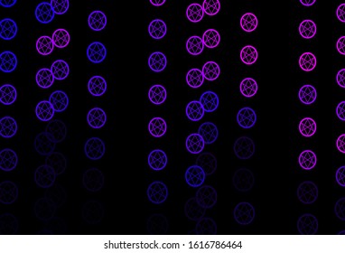 Dark Purple vector pattern with magic elements. Illustration with magical signs of spiritual power. Background for esoteric, mystic designs.