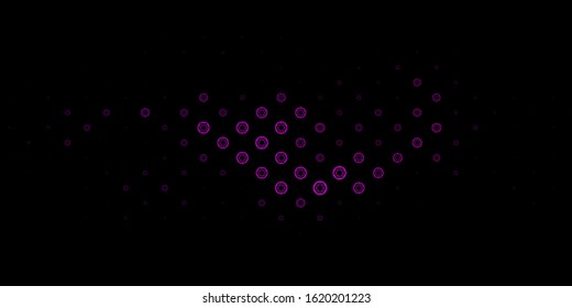 Dark Purple vector pattern with magic elements. Colorful mystic symbols with a gradient in ancient style. Simple base for your occult design.