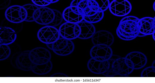 Dark Purple vector pattern with magic elements. Illustration with magical signs of spiritual power. Best design halloween events.
