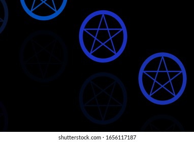 Dark Purple vector pattern with magic elements. Colorful vintage illustration with gradient alchemy shapes. Best design halloween events.