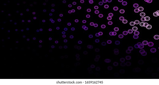 Dark Purple vector pattern with magic elements. Colorful vintage illustration with gradient alchemy shapes. Design for magic, spiritual events.