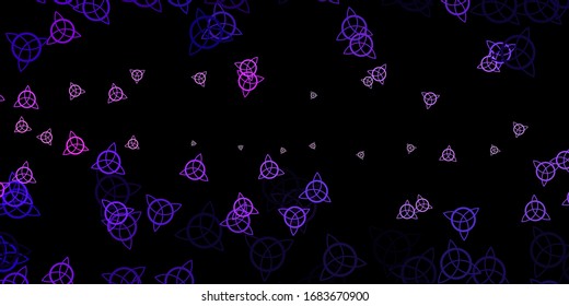 Dark Purple vector pattern with magic elements. Abstract illustration with gothic gradient shapes. Simple base for your occult design.