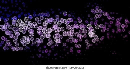 Dark Purple vector pattern with magic elements. Illustration with magical signs of spiritual power. Simple base for your occult design.