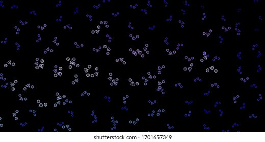 Dark Purple vector pattern with magic elements. Illustration with magical signs of spiritual power. Best design halloween events.