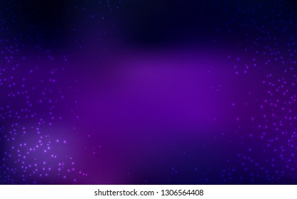 Dark Purple vector pattern with night sky stars. Glitter abstract illustration with colorful cosmic stars. Template for cosmic backgrounds.