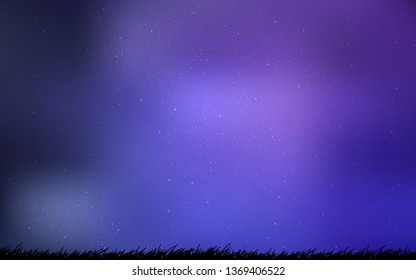 Dark Purple vector pattern with night sky stars. Space stars on blurred abstract background with gradient. Pattern for astrology websites.