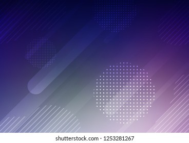 Dark Purple vector pattern with rounded lines, dots. Shining colored illustration with rounded stripes, dots. Best design for your ad, poster, banner.