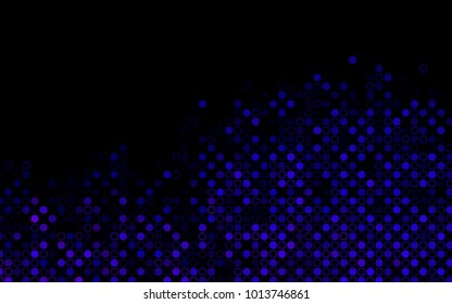 Dark Purple vector  pattern with spheres. Glitter abstract illustration with blurred drops of rain. Beautiful design for your business natural advert.