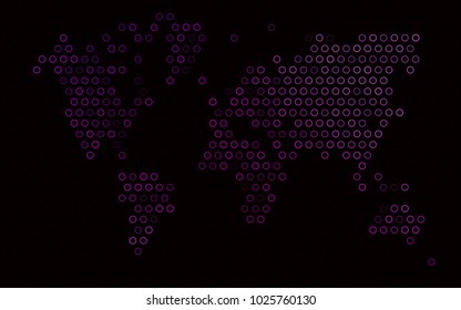 Dark Purple vector  pattern with spheres. Illustration with set of shining colorful abstract circles. The pattern can be used for aqua ad, booklets.