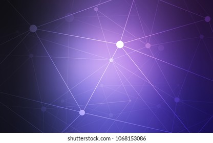Dark Purple vector pattern with spheres, triangles. Illustration with set of colorful abstract circles and lines. New design for ad, poster, banner of your website.