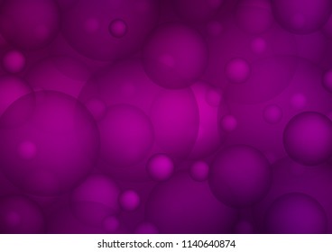 Dark Purple vector pattern with spheres. Beautiful colored illustration with blurred circles in nature style. The pattern can be used for aqua ad, booklets.