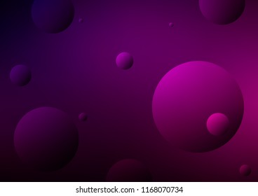 Dark Purple vector pattern with spheres. Blurred decorative design in abstract style with bubbles. The pattern can be used for ads, leaflets of liquid.