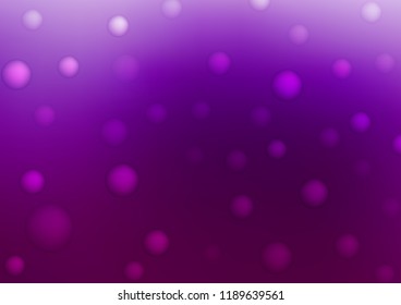 Dark Purple vector pattern with spheres. Beautiful colored illustration with blurred circles in nature style. The pattern can be used for ads, leaflets of liquid.