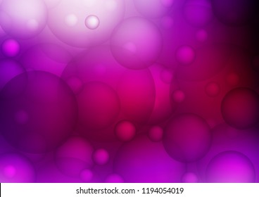 Dark Purple vector pattern with spheres. Glitter abstract illustration with blurred drops of rain. The pattern can be used for beautiful websites.