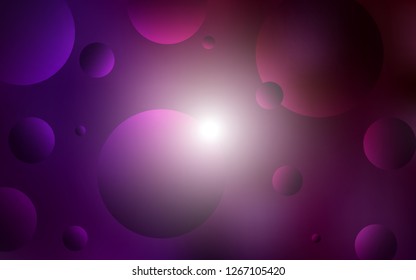 Dark Purple vector pattern with spheres. Blurred bubbles on abstract background with colorful gradient. Pattern can be used for futuristic ad, booklets.