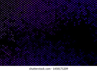 Dark Purple vector pattern with spheres. Illustration with set of shining colorful abstract circles. Design for business adverts.