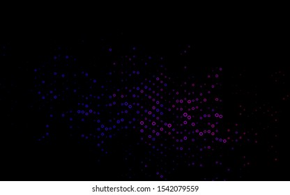 Dark Purple vector pattern with spheres. Glitter abstract illustration with blurred drops of rain. Design for posters, banners.