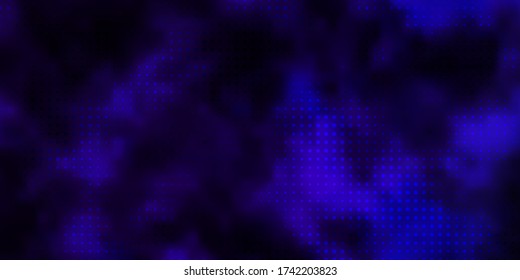 Dark Purple vector pattern with spheres. Glitter abstract illustration with colorful drops. Design for posters, banners.