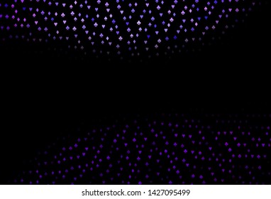 Dark Purple vector pattern with symbol of cards. Blurred decorative design of hearts, spades, clubs, diamonds. Template for business cards of casinos.