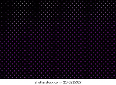 Dark purple vector pattern with symbol of cards. Blurred decorative design of hearts, spades, clubs, diamonds. Template for business cards of casinos.