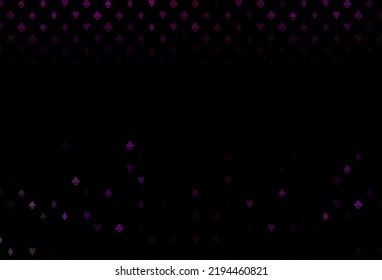 Dunkelviolettes Vektormuster mit Kartensymbol. Farbige Illustration mit Herz, Pik, Clubs, Diamanten. Muster für Broschüren, Broschüren von Spielhäusern.